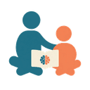 Padre e hijo aprendiendo juntos representando participación familiar