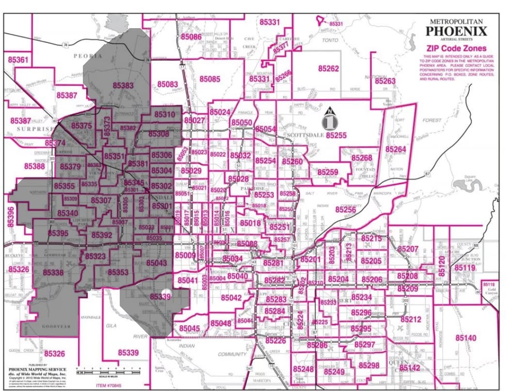 Mapa del Área de Servicio